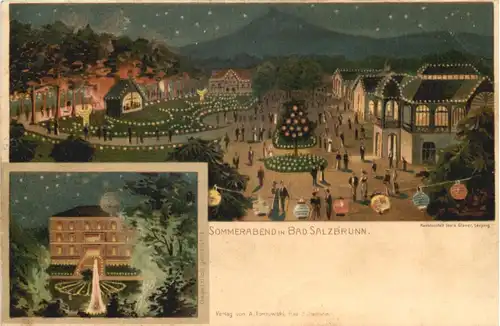 Sommerabend in Bad Salzbrunn - Litho - Schlesien -664348