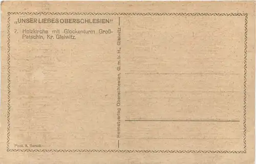 Gross-Patschin - Kr. Gleiwitz - Holzkirche - Schlesien -664526