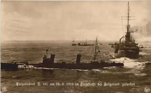 Torpedoboot am 28.8.1914 im Seegefecht bei Helgoland gesunken - Feldpost -681798