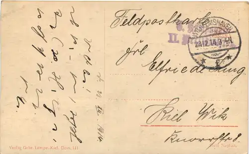 Torpedoboot am 28.8.1914 im Seegefecht bei Helgoland gesunken - Feldpost -681798