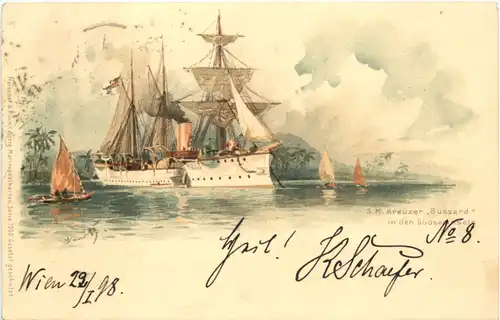 SM Kreuzer Bussard in den Südseeinseln -681982