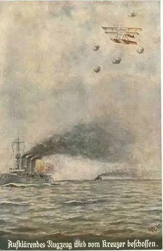 Aufklärendes Flugzeug wird vom Kreuzer beschossen -682388
