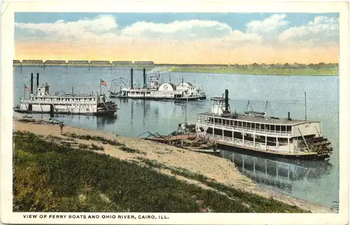 Cairo Ill - Ferry boats and Ohio River -682584