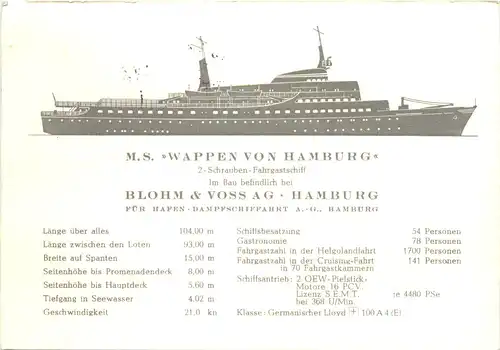 MS Wappen von Hamburg - Stempel Stapellauf -682432