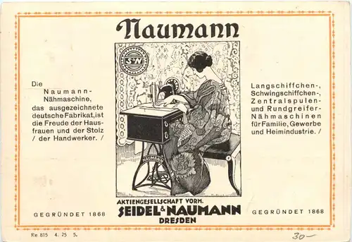 Meissen - Naumann Nähmaschinen Dresden - Litho -684230