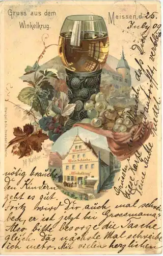 Meissen Gruss aus dem Winkelkrug - Litho -684222