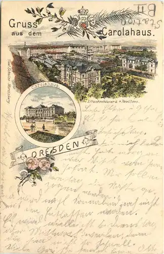 Dresden - Gruss aus dem Carolahaus - Litho -675014
