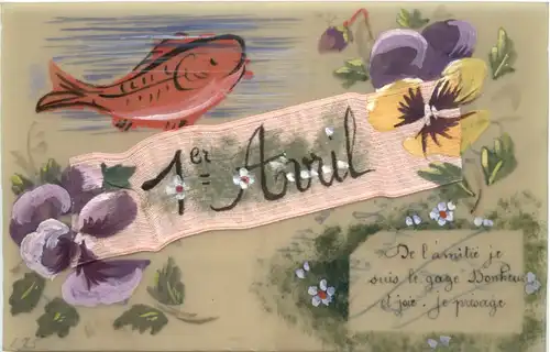 1. Avril - Karte aus Plastik - handgemalt -684728