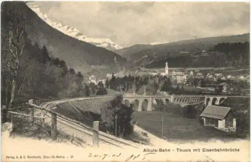 Albula-Bahn - Thusis mit Eisenbahnbrücke -684696