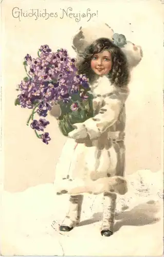 Neujahr - Kind mit Blumen -684952