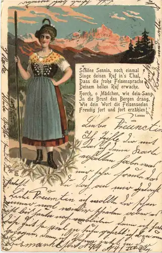 Frau Tracht - Litho -685064