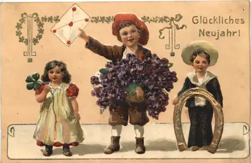 Neujahr - Kinder - Prägekarte -685250