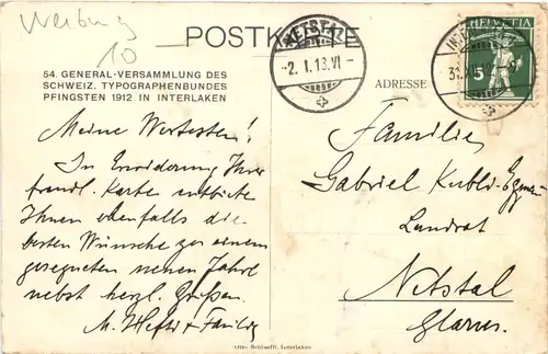 Interlaken - 54. General Versammlung des Schw. Typographenbundes 1912 -685640