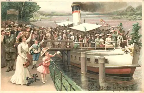 Pfingsten - Schiff - Prägekarte -685880