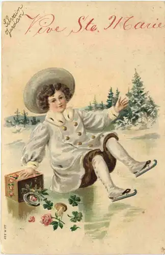 Kind - Schlittschuh - Prägekarte -685868