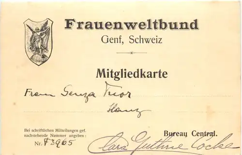 Genf - Frauenweltbund - Mitgliedkarte -685836