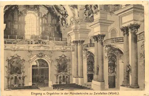 Zwiefalten, Eingang u. Orgelchor in der Münsterkirche -547100