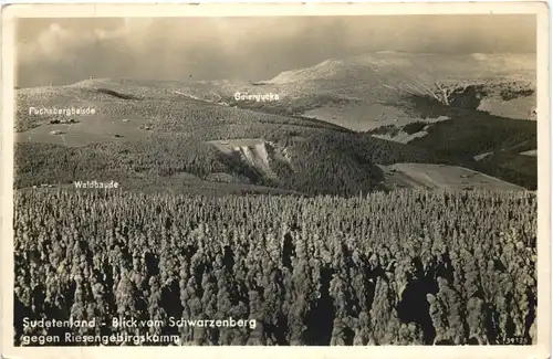 Sudetenland, Blick vom Schwarzenberg gegen Riesengebirgskamm -547286