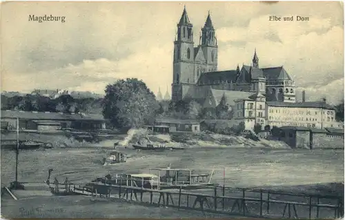 Magdeburg, Elbe und Dom -548404