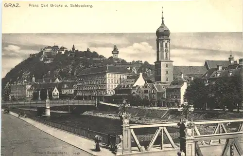 Graz, Prinz Carl Brücke u. Schlossberg -548386