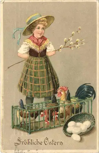 Ostern - Prägekarte - Hühner -686026