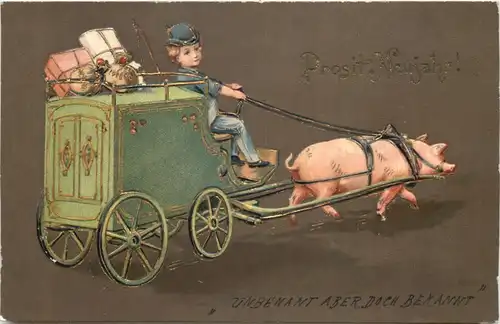 Neujahr - Schwein Kutsche -686300