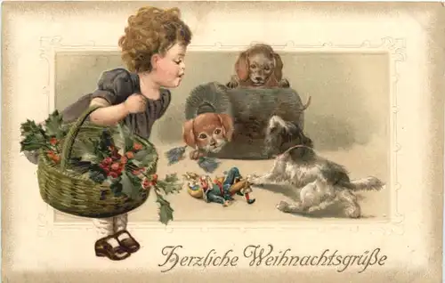 Weihnachten - Hunde - Prägekarte -686252