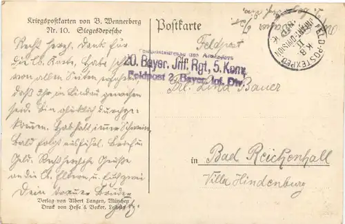 WW1 - Künstler Ak Wennerberg - Feldpost -686564