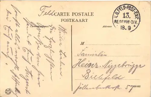 Verviers - Feldpost 13. Reserve Division -687722