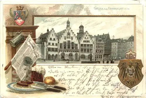 Gruss aus Frankfurt - Litho - Prägekarte -688114