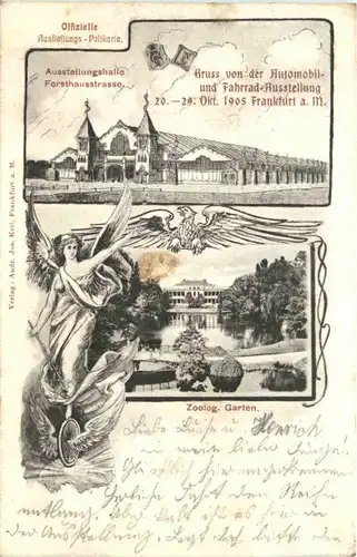 Frankfurt - Gruss von der Automobil und Fahrrad Ausstellung 1905 -688106