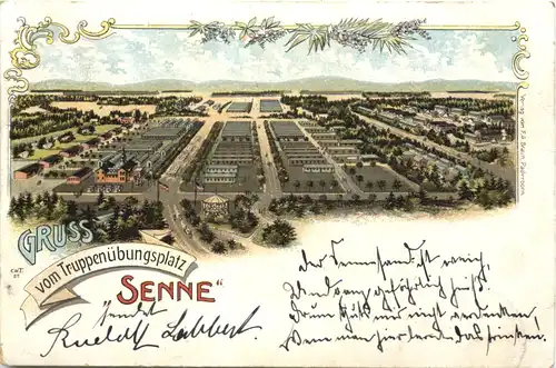 Gruss vom Truppenübungsplatz Senne - Litho -688294