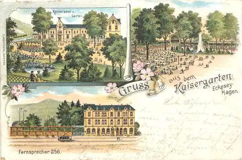 Gruss aus dem Kaisergarten Eckesay-Hagen - Litho -688318