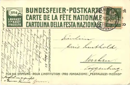 Pestalozzi Gattin Anna - Bundesfeier Postkarte 1914 -689130