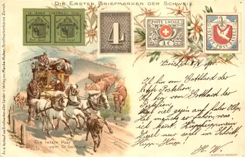 Die ersten Briefmarken der Schweiz - Letzte Post vom St. Gotthard -691054