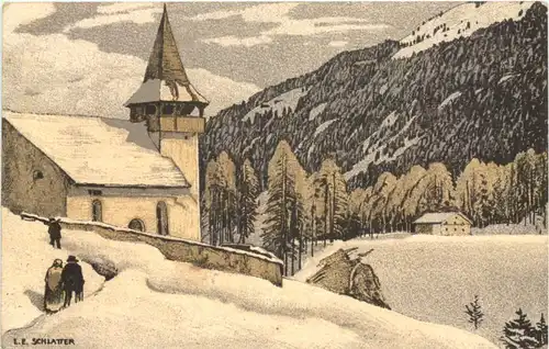 Bergkirchlein - Künstler Ak E. Schlatter -691090
