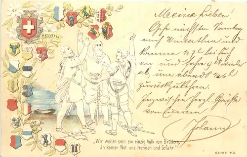 Schweiz - Litho - Prägekarte -691226