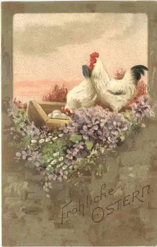 Ostern - Hühner - Prägekarte -691356