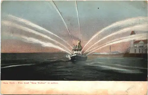 New York - Fire boat New Yorker in action -691652