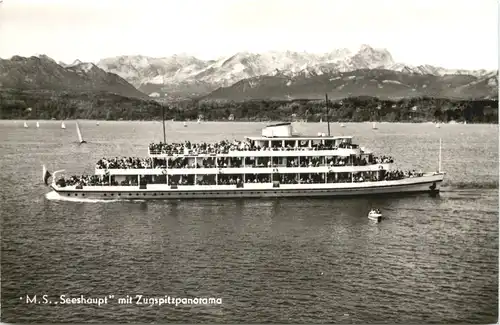 Starnberger See, MS Seeshaupt mit Zugspitzpanorama -550486