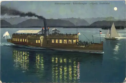 Starnberger See, Dampfer Luitpold, Nachtfahrt -551354