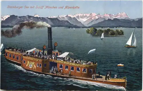 Starnberger See, Salondampfer München und Alpenkette -551216