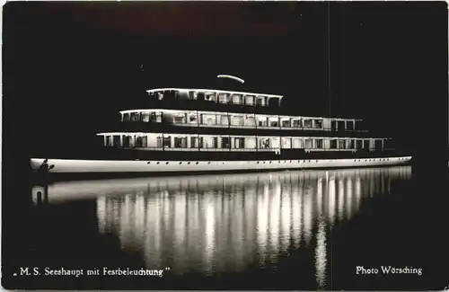 Starnberger See, Motorschiff Seeshaupt mit Festbeleuchtung -551538