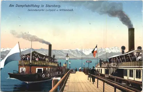 Starnberger See, mit Dampfer Luitpold u. Wittelsbach am Steg -551496