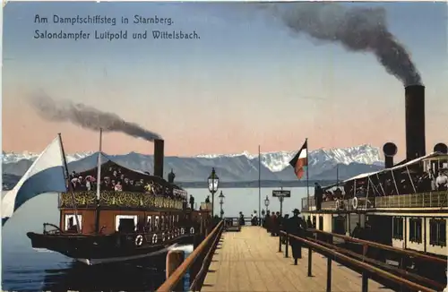 Starnberger See, mit Dampfer Luitpold u. Wittelsbach am Steg -551500