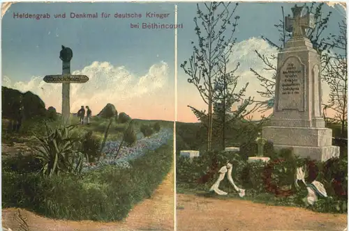 Heldengrab und Denkmal für deutsche Krieger in Bethincourt - Feldpost -691838