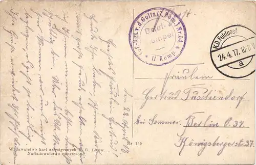 Künstler Ak J. Pstrak - Kosarz - Feldpost Regiment v. d. Goltz -691842