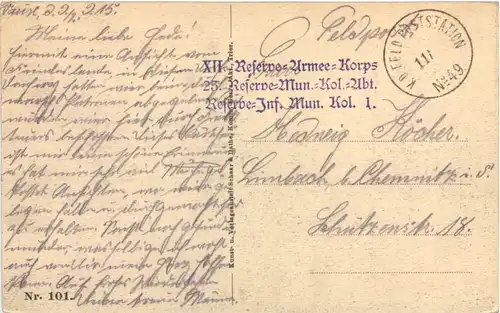 WW1 Donchery - Feldpost -691820