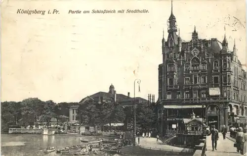 Königsberg - Partie am Schlossteich mit Stadthalle -692448