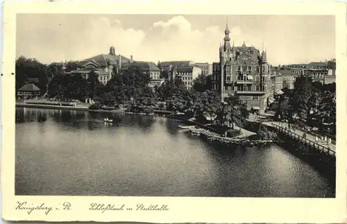 Königsberg - Schlossteich mit Stadthalle -692554